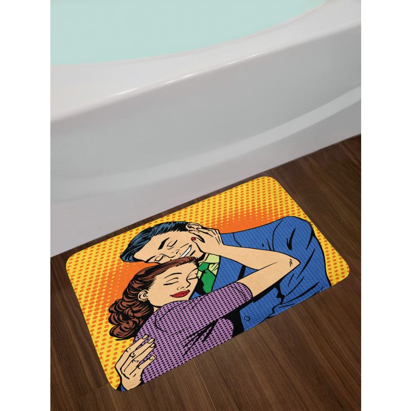 Loving Husband Wife Hugging Bath Mat