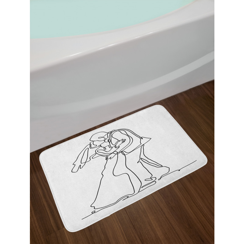 Kissing Romantic Couple Sketch Bath Mat