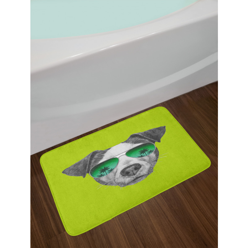 Dog with Glasses Tree Bath Mat