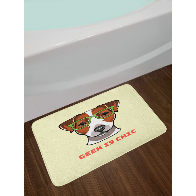 Dog in Smart Glasses Bath Mat