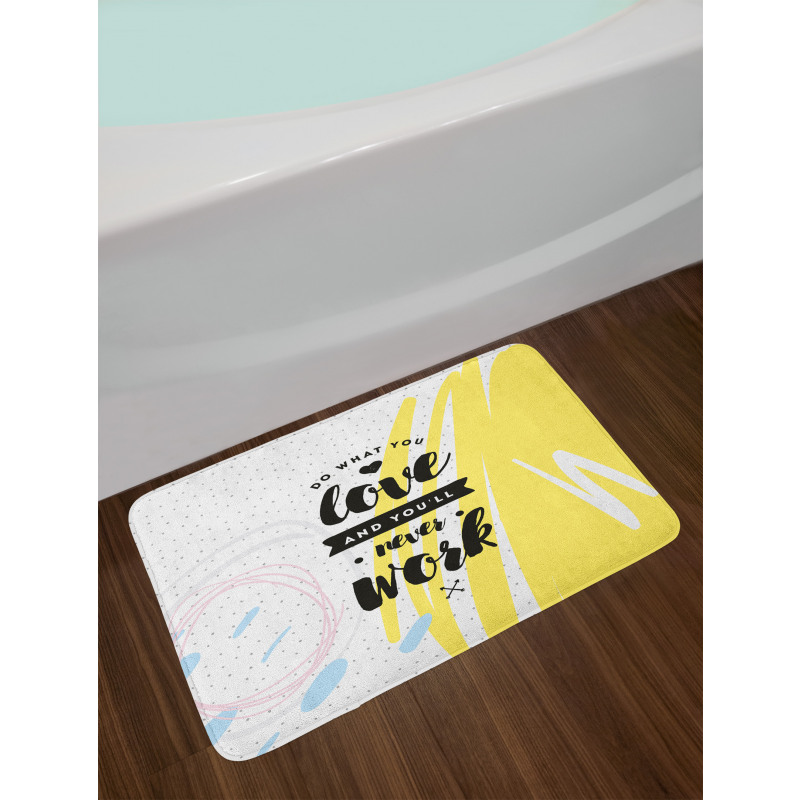 Retro Memphis Pattern Phrase Bath Mat