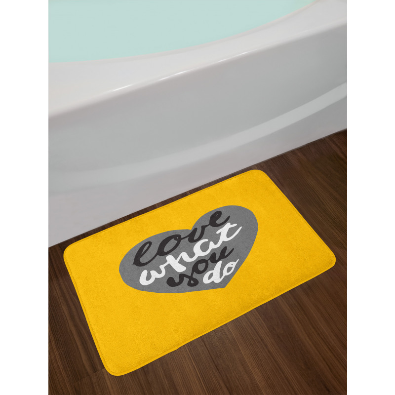 Greyscale Heart on Yellow Bath Mat