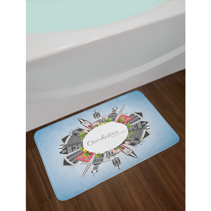 Buildings on a Globe Bath Mat