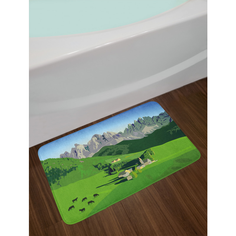 Alpine Mountains Meadow Bath Mat