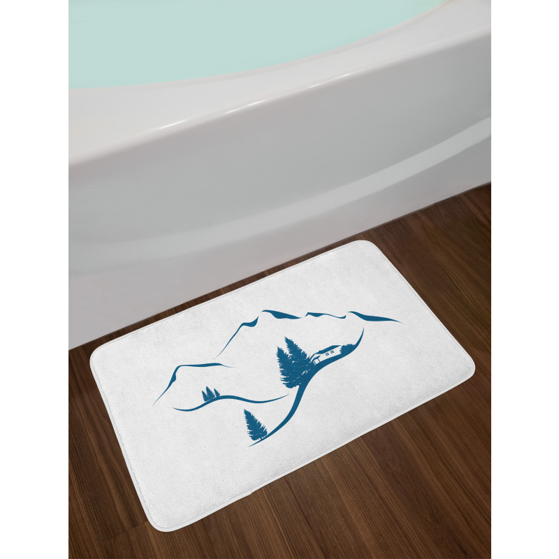 Chalet and Fir Trees Bath Mat