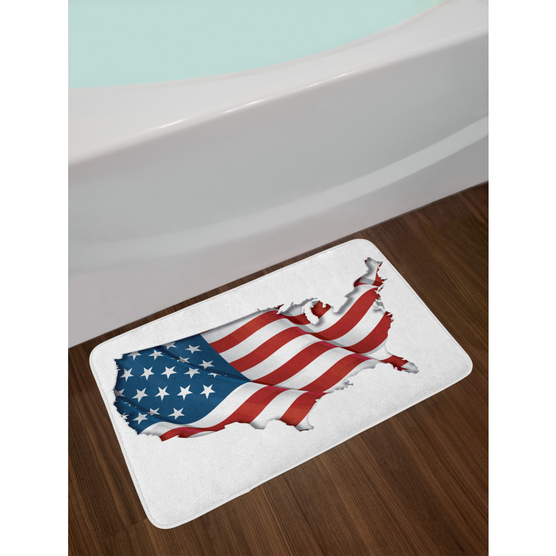 Patriotic Waving USA Flag Bath Mat