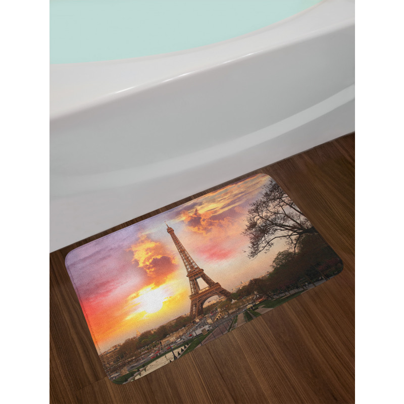 Parisian Cityscape at Sunset Bath Mat