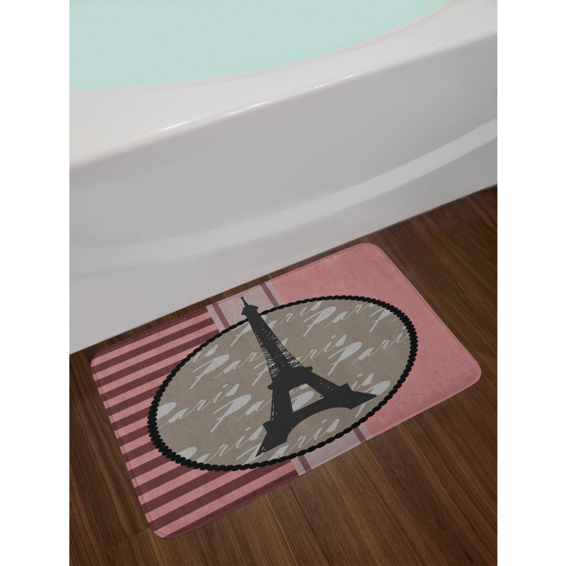 Vintage Eiffel Silhouette Bath Mat