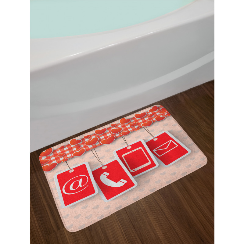 Phone and Hearts Bath Mat