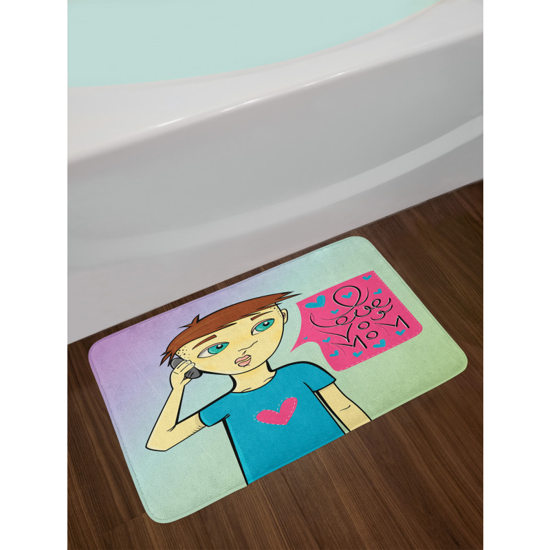 Boy Calling His Mother Bath Mat