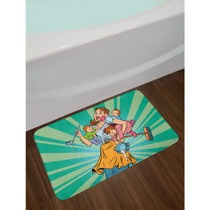 House Chores Kids Pop Art Bath Mat