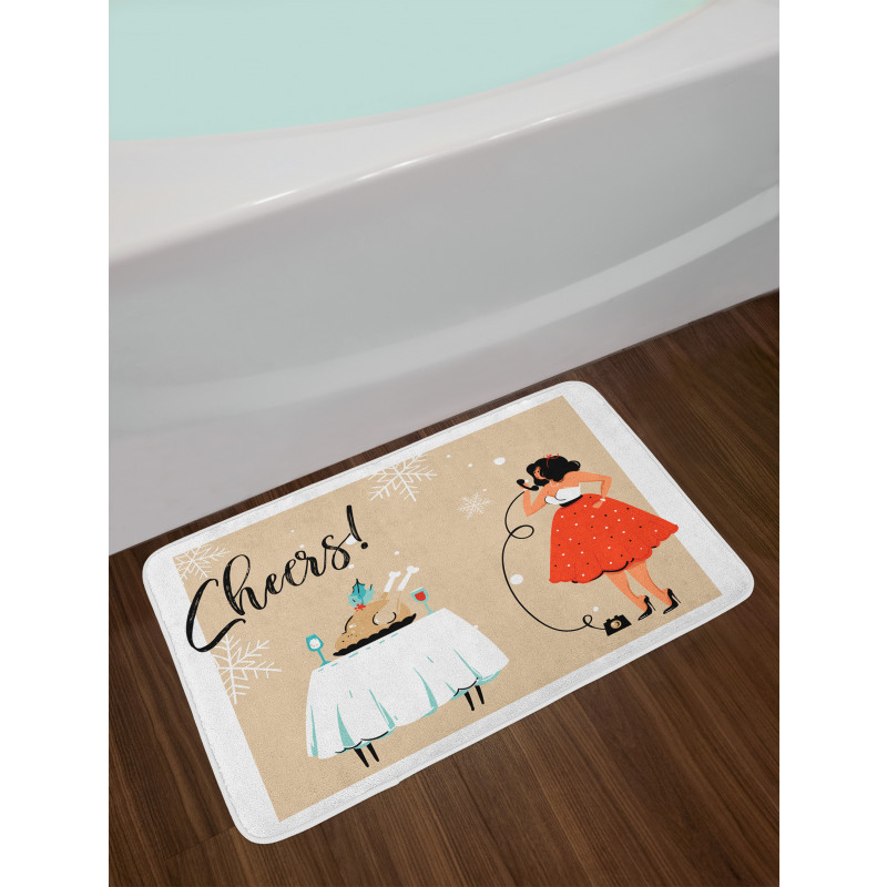 Mom Phone Dinner Table Bath Mat