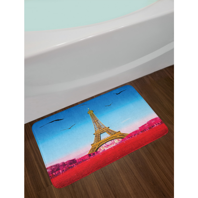 Abstract Grass Eiffel Tower Bath Mat