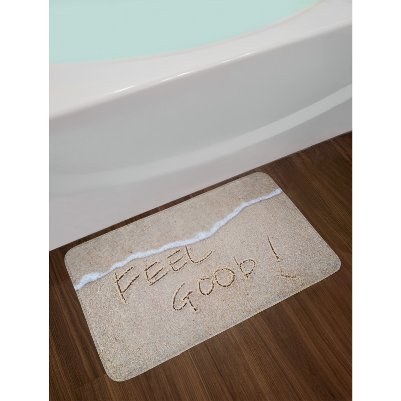 Text on Sand Beach Summer Bath Mat