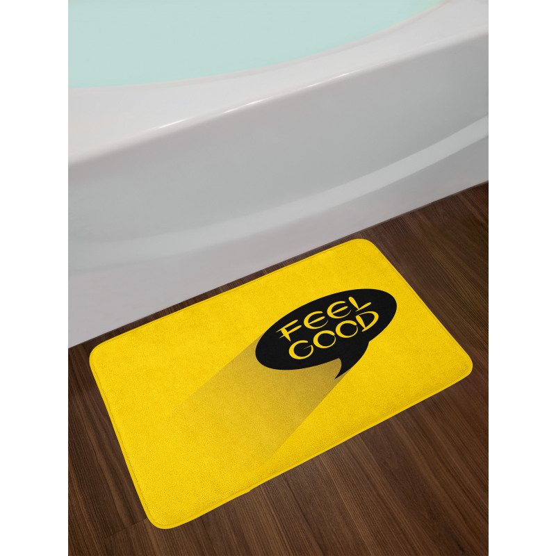 Speech Bubble on Yellow Bath Mat