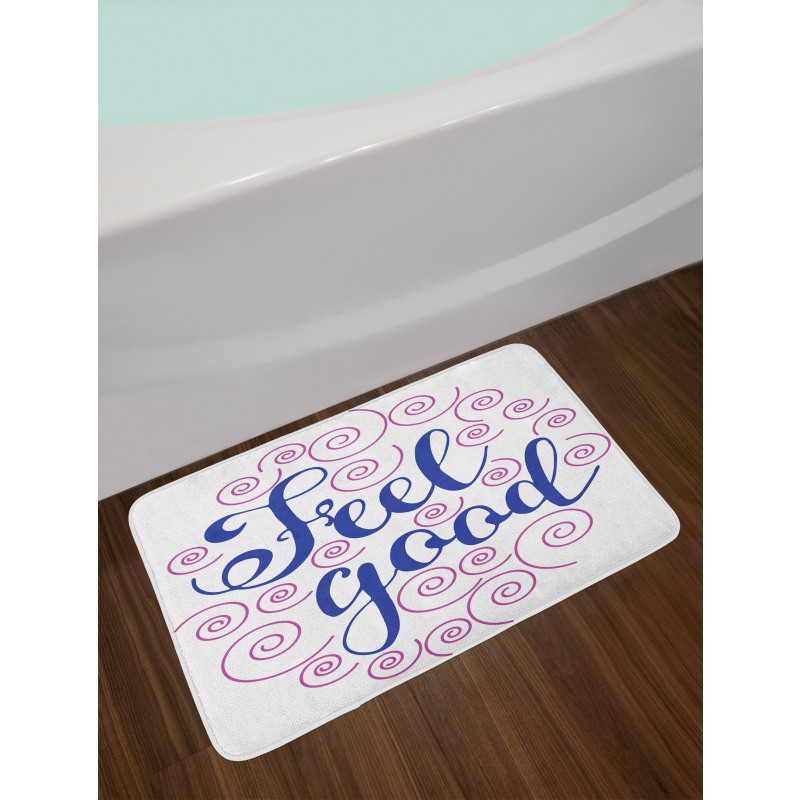 Phrase with Pink Circles Bath Mat