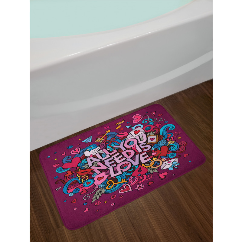 Colorful Cartoon Doodle Art Bath Mat