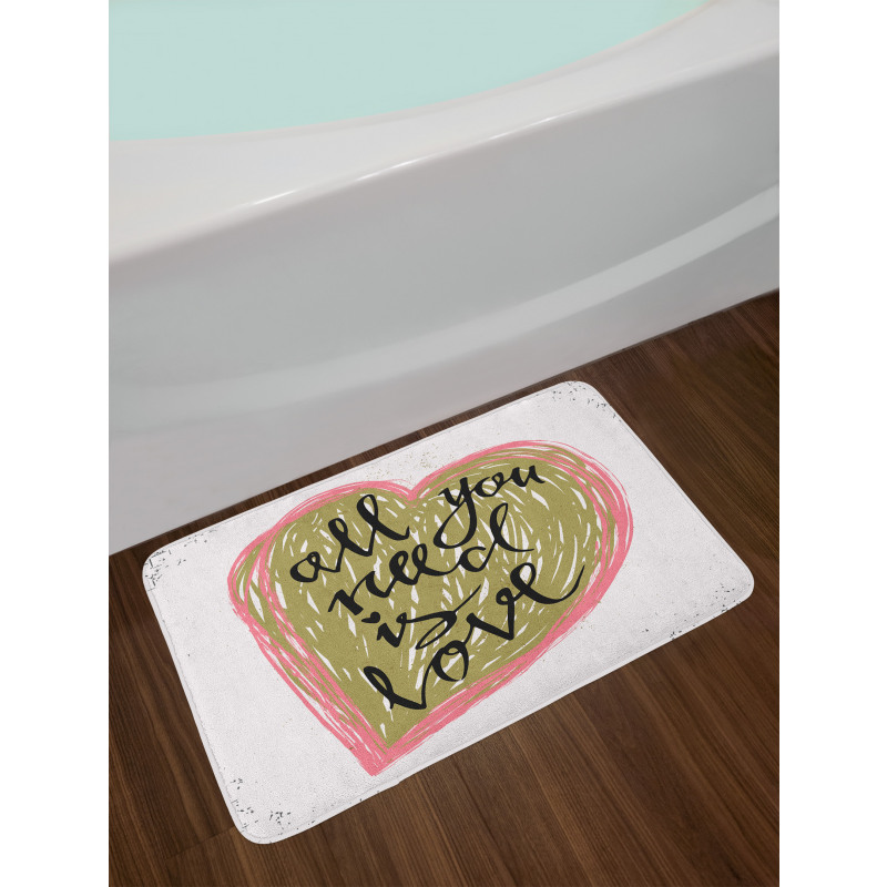 Valentines Day Sketch Art Bath Mat