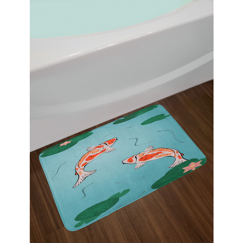 Japanese Koi Swimming Pond Bath Mat