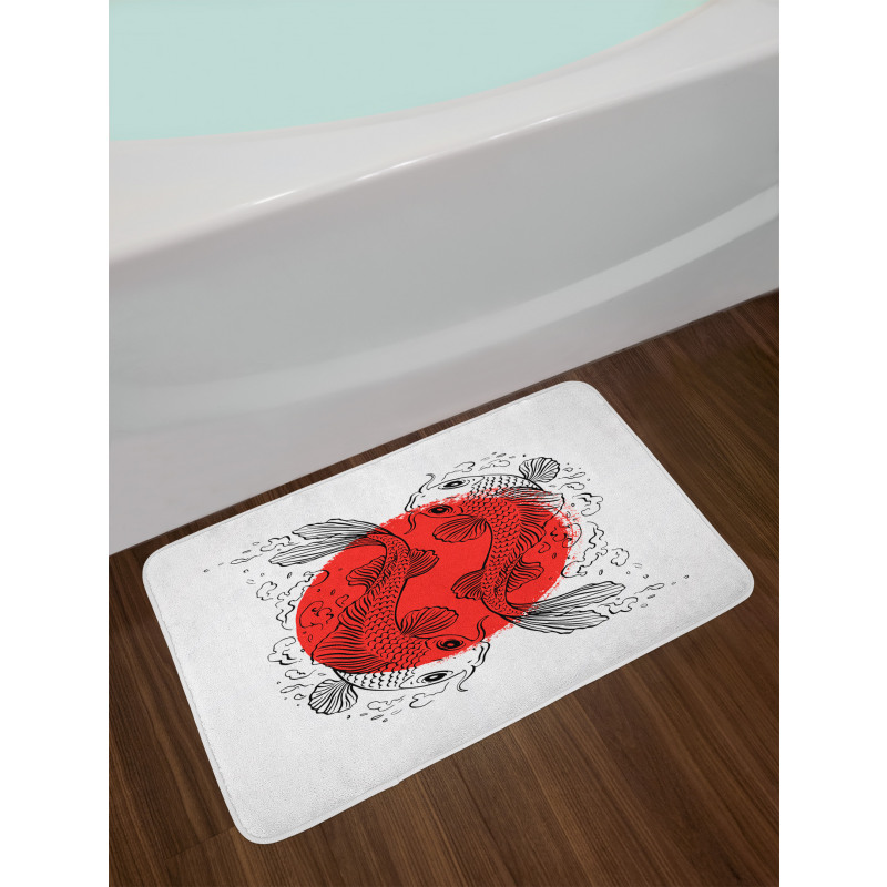 Japanese Carps on Circle Bath Mat