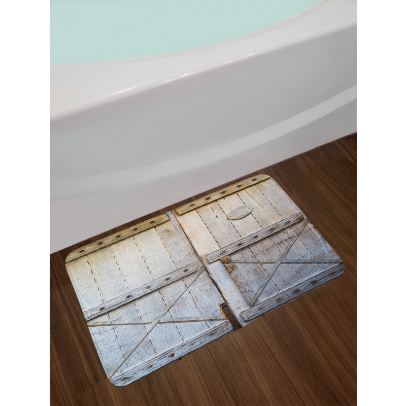 Country Rusty Wooden Door Bath Mat