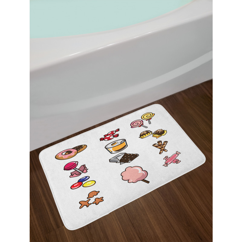 Cartoon Various Candies Bath Mat