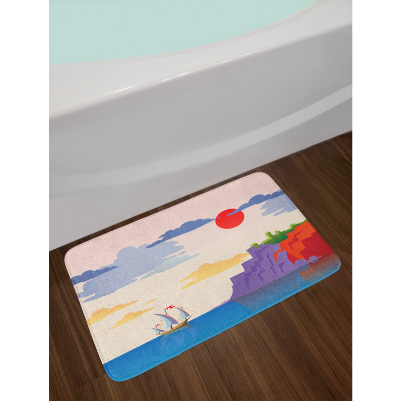 Coastal Landscape Ship Bath Mat