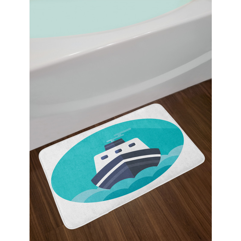 Round Blue Graphic Bath Mat