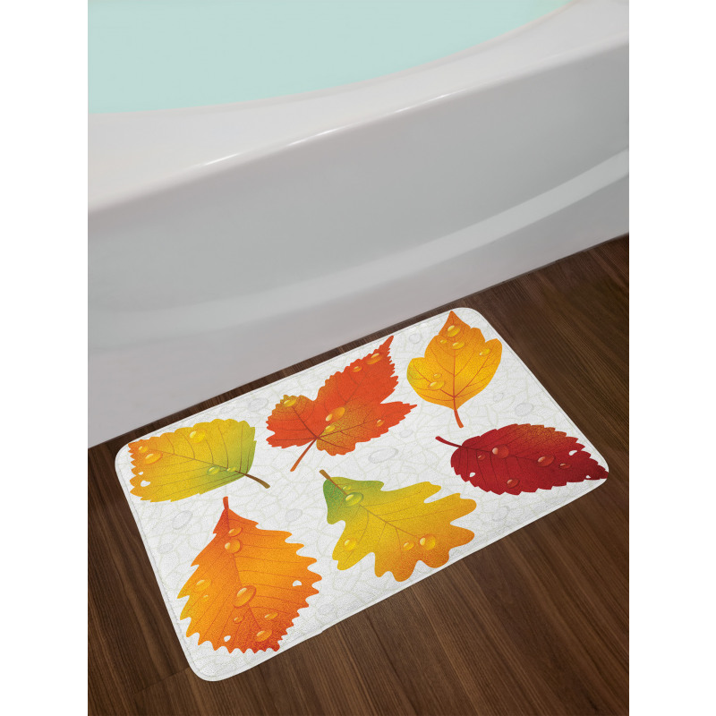 Realistic Dried Leaves Falling Bath Mat