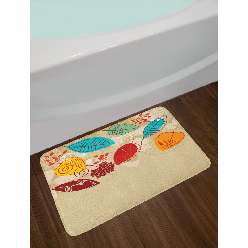 Autumn Inspired Botanical Art Bath Mat