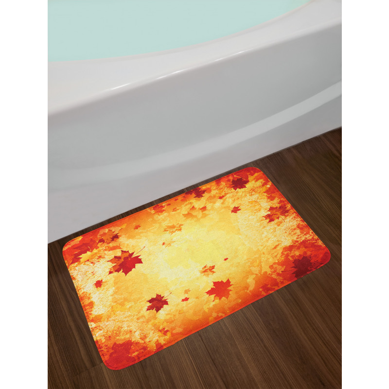 Abstract Grunge Maple Leaves Bath Mat