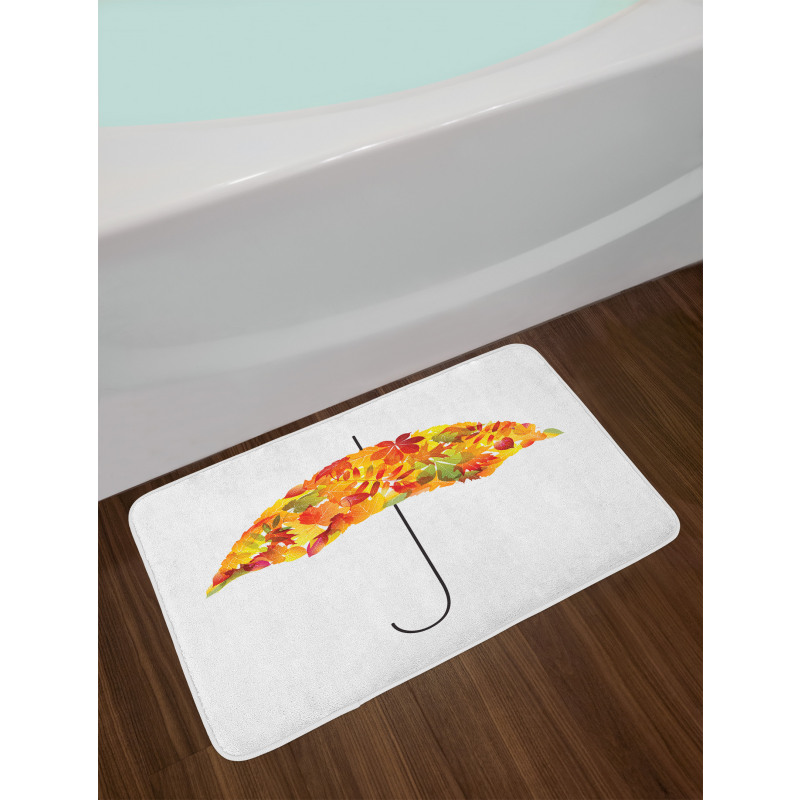 Abstract Umbrella Fall Leaves Bath Mat