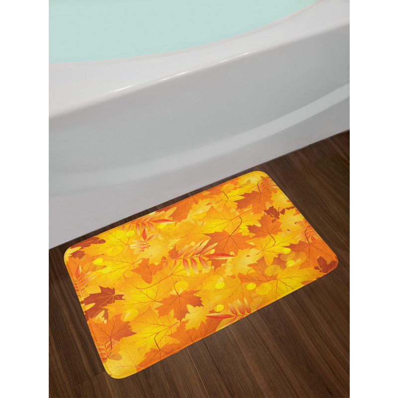 Graphic Pile of Dried Leaves Bath Mat