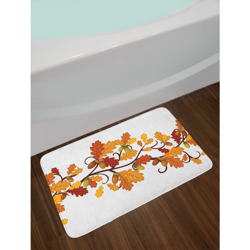 Autumn Oak Leaves and Acorns Bath Mat