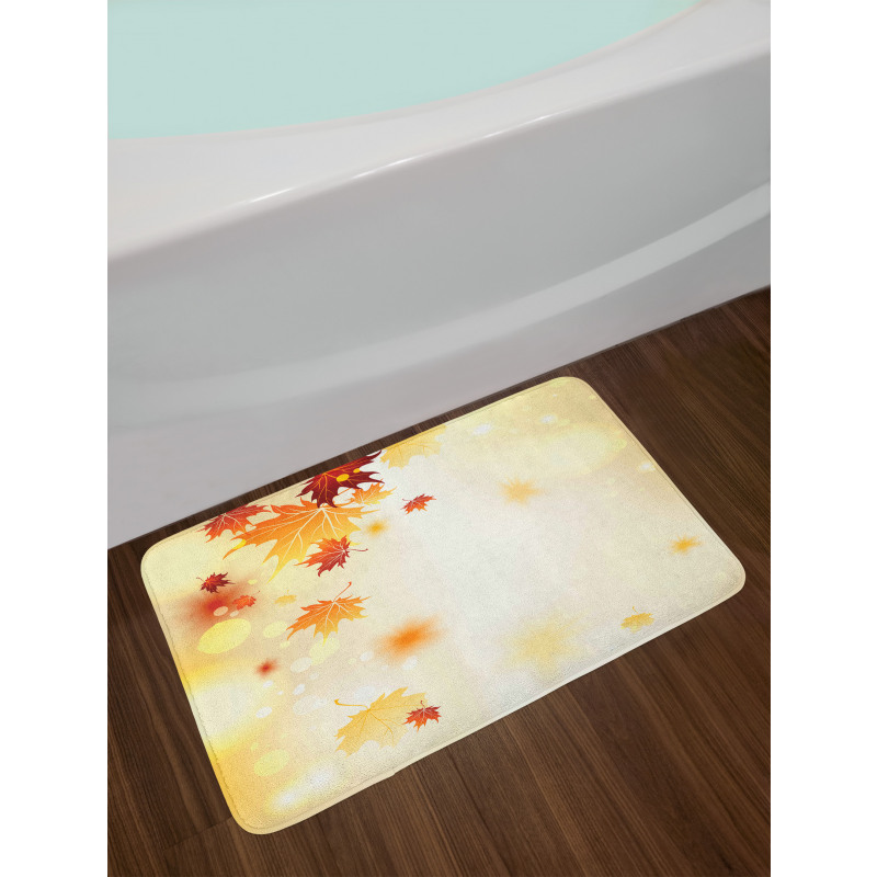 Abstract Maple Leaves Bokeh Bath Mat