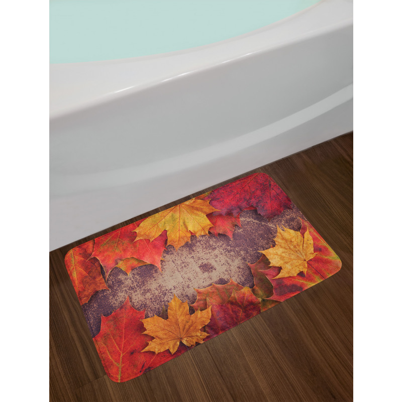 Bunch of Autumn Leaves Wood Bath Mat