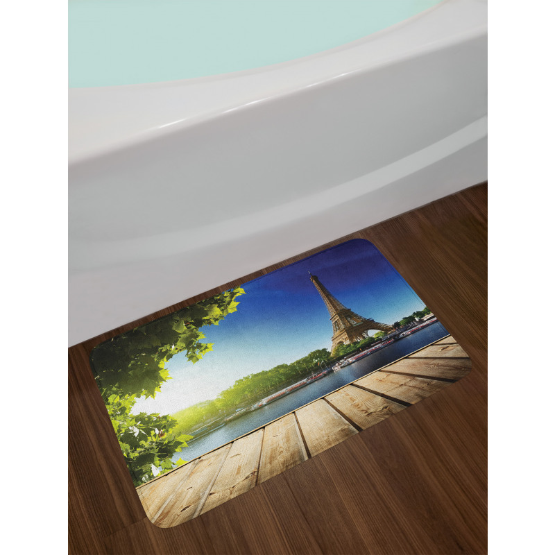 Eiffel Tower Wood Pier Seine Bath Mat