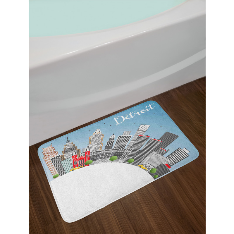 Detroit USA Skyline Art Bath Mat