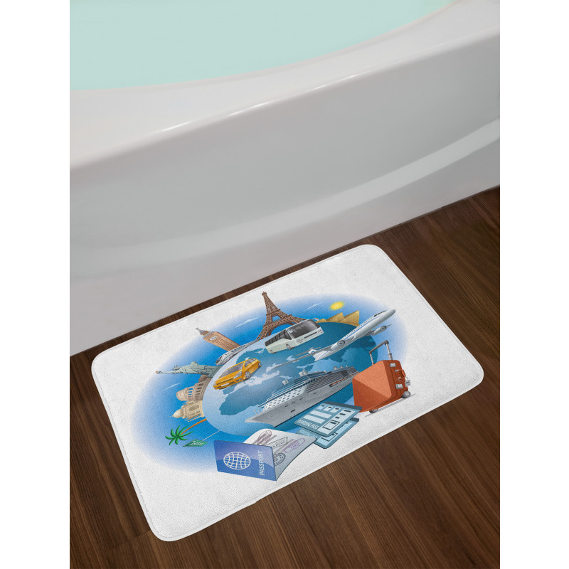 Business Travel Planet Earth Bath Mat