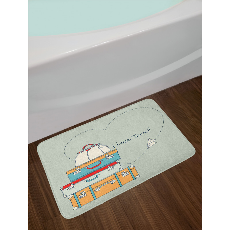 Flying Paper Plane Words Bath Mat