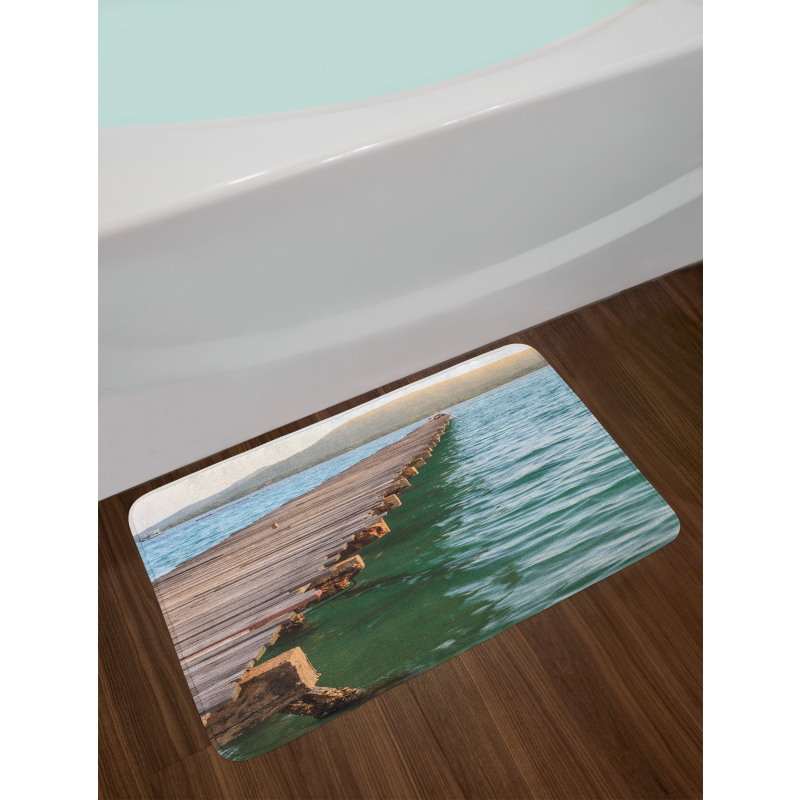 Wood Bridge Pier Sea Bath Mat