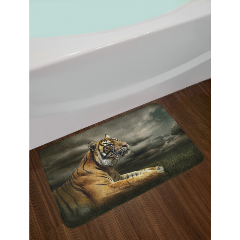 Jungle African Cat Clouds Bath Mat