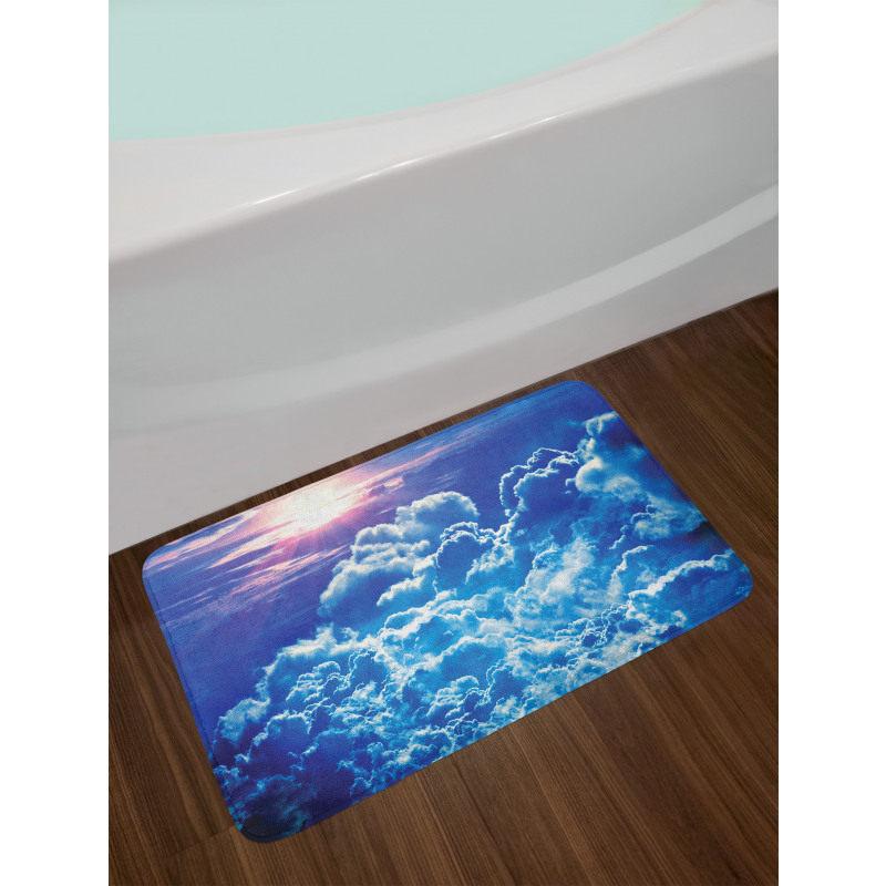 Blue Cloudy Sky Sunrise Photo Bath Mat