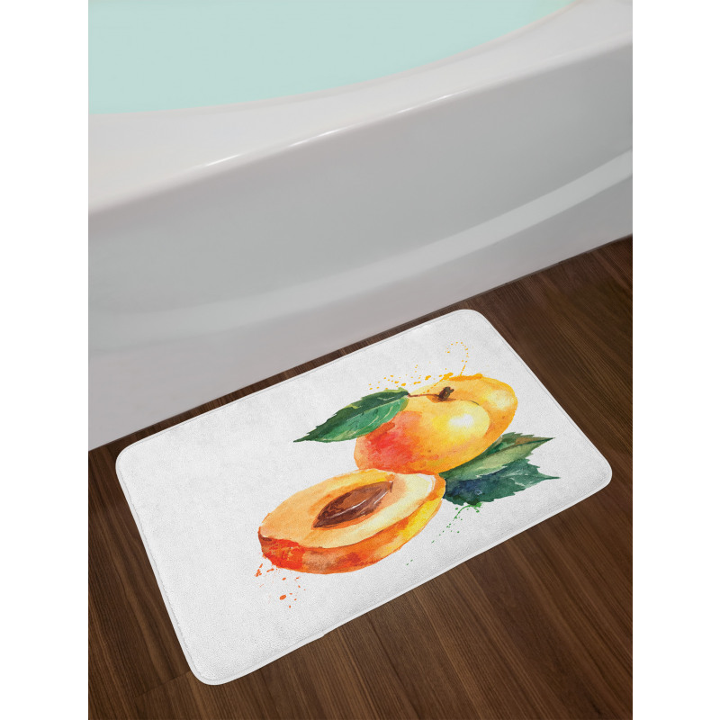 Watercolor Half Apricot Bath Mat