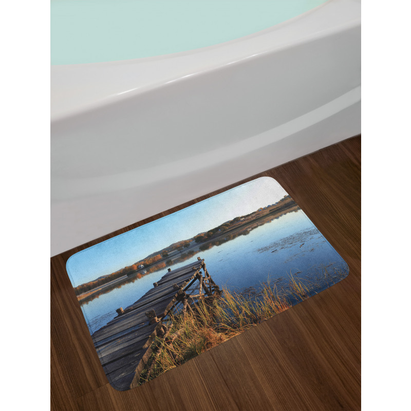 Tranquil Lake Idyllic Pier Bath Mat