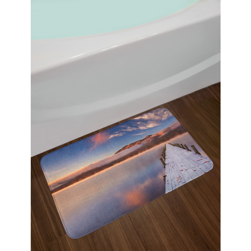 Japanese Lake Autumn Sunrise Bath Mat