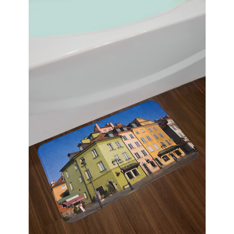 Poland Old Town Houses Scene Bath Mat