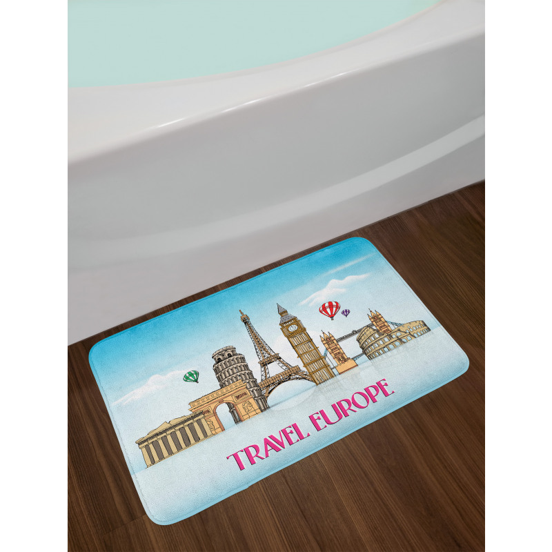 Travel Europe Landmarks Sky Bath Mat