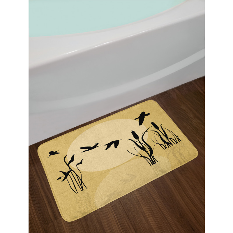 Flying Birds over Lake Sun Bath Mat