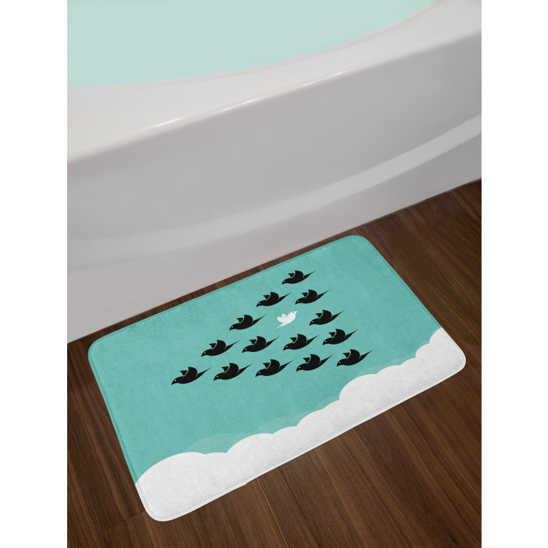 Bird Silhouettes over Clouds Bath Mat